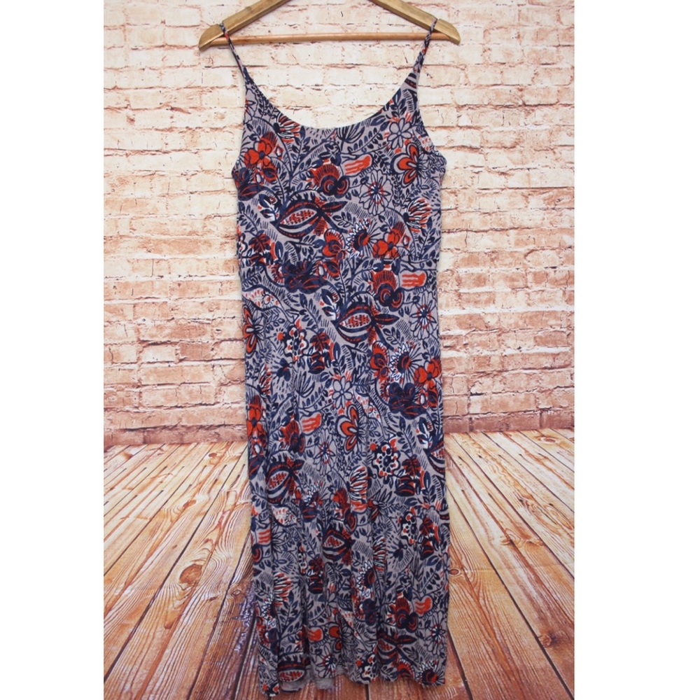 Loft | Floral Patterned Spaghetti Strap Midi Dress